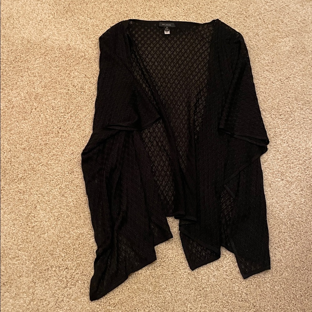 St. John Black Lace Knit Shaw - Picture 6 of 7